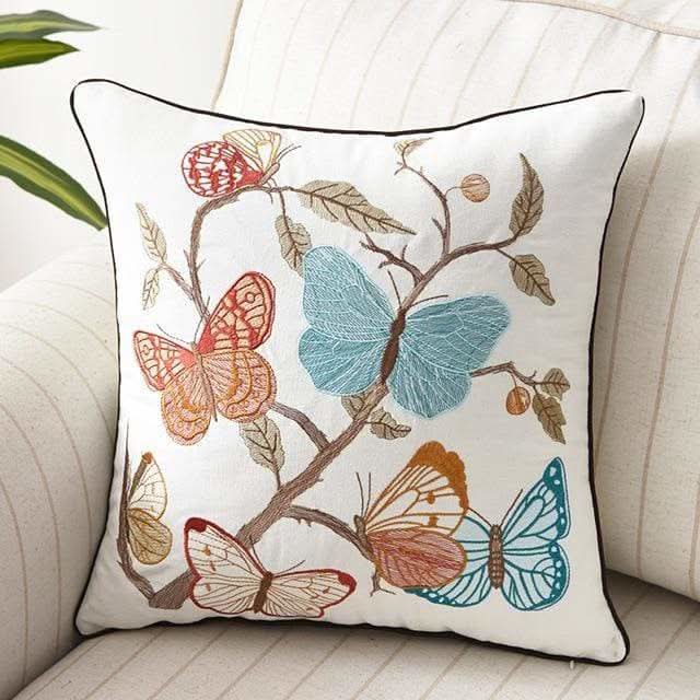 Embroidered Cushion Cover 45x45cm Country Style