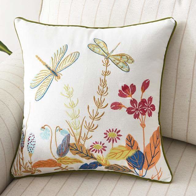 Embroidered Cushion Cover 45x45cm Country Style