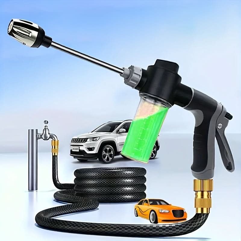 High-Pressure Garden Hose Nozzle Sprayer | Foam Cannon & 35 In Ergonomic Handle | Adjustable Spray for Cleaning & Watering
