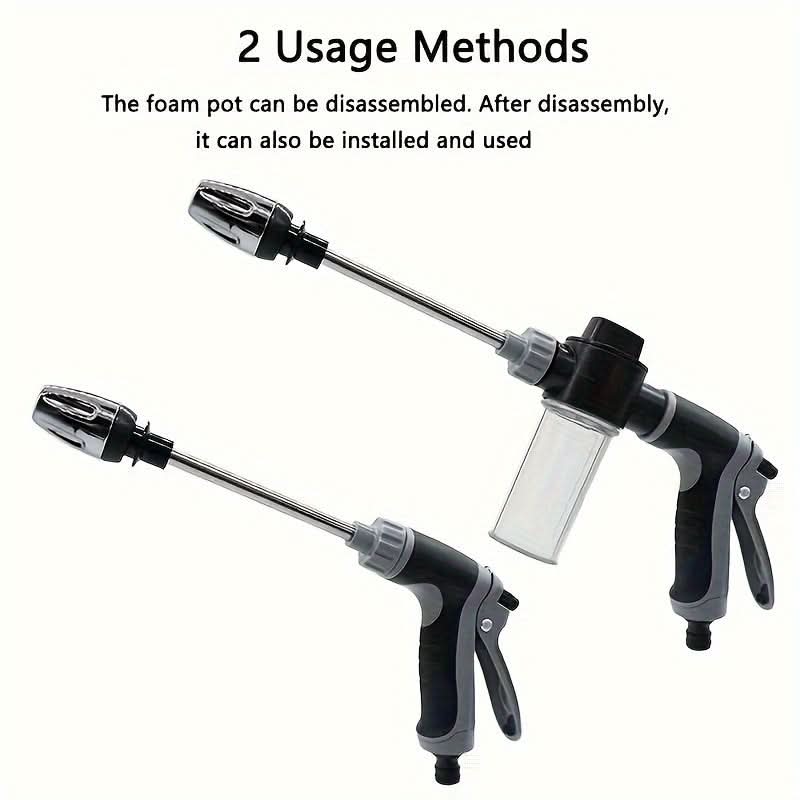High-Pressure Garden Hose Nozzle Sprayer | Foam Cannon & 35 In Ergonomic Handle | Adjustable Spray for Cleaning & Watering