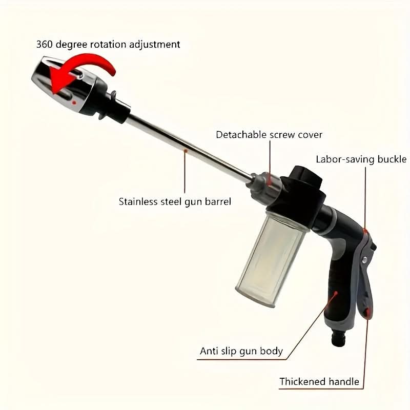 High-Pressure Garden Hose Nozzle Sprayer | Foam Cannon & 35 In Ergonomic Handle | Adjustable Spray for Cleaning & Watering