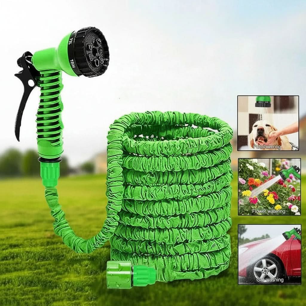 Expandable High-Pressure Garden Hose | 7 Spray Patterns, 25 to 200 ft Lengths | Flexible Wall-Mountable Design