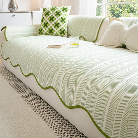 Herringbone Sofa Cover Scallop Edge Throw