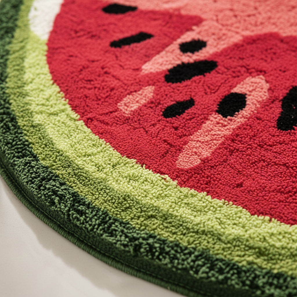 Fruit Shaped Bath Rug in Ultra-Soft Microfiber | Non-Slip Backing, Quick-Drying and Washable | Orange or Watermelon