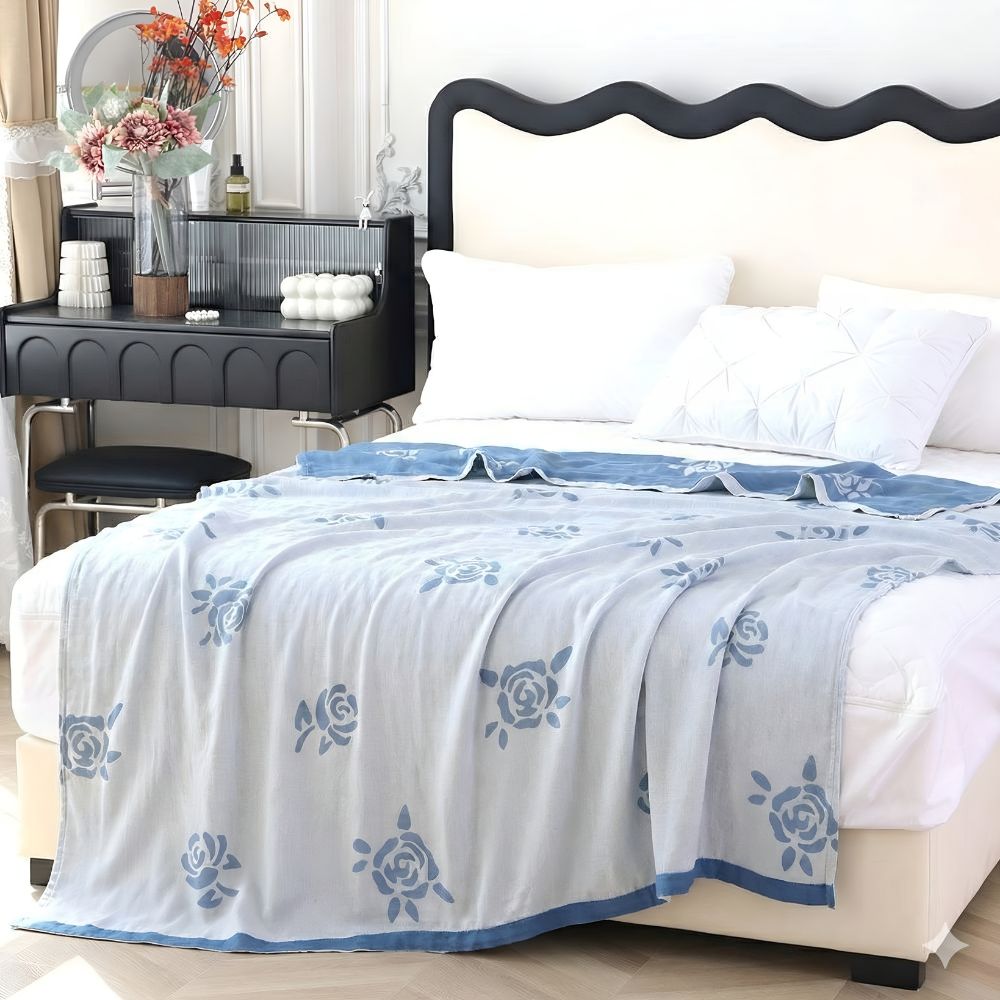 Rose Pattern Cooling Blanket Summer Quilt