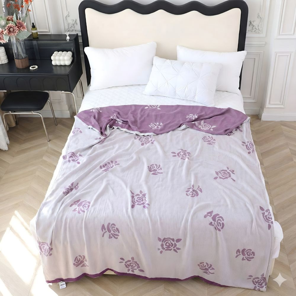 Rose Pattern Cooling Blanket Summer Quilt