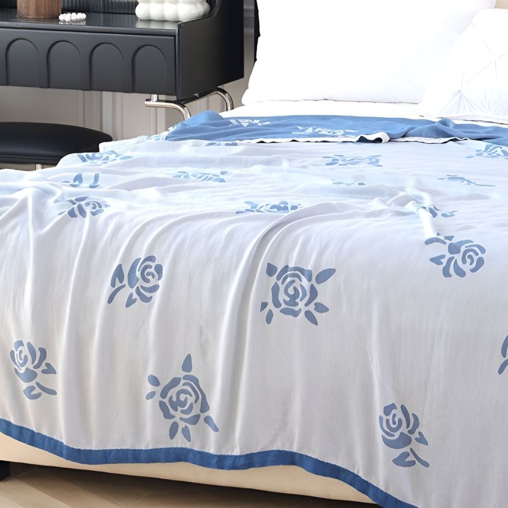 Rose Pattern Cooling Blanket Summer Quilt