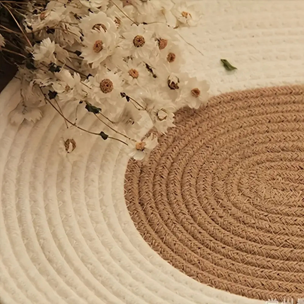 Braided Hemp Oval Rug for Floor