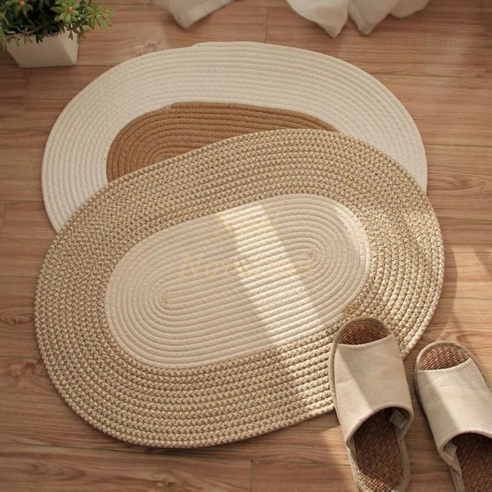 Braided Hemp Oval Rug for Floor