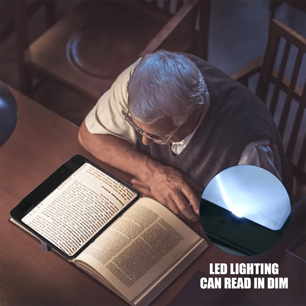 3x LED Lighted Magnifying Glass | White & Black, 3.9 In Lens | Ergonomic Handle for Comfortable Reading & Crafting