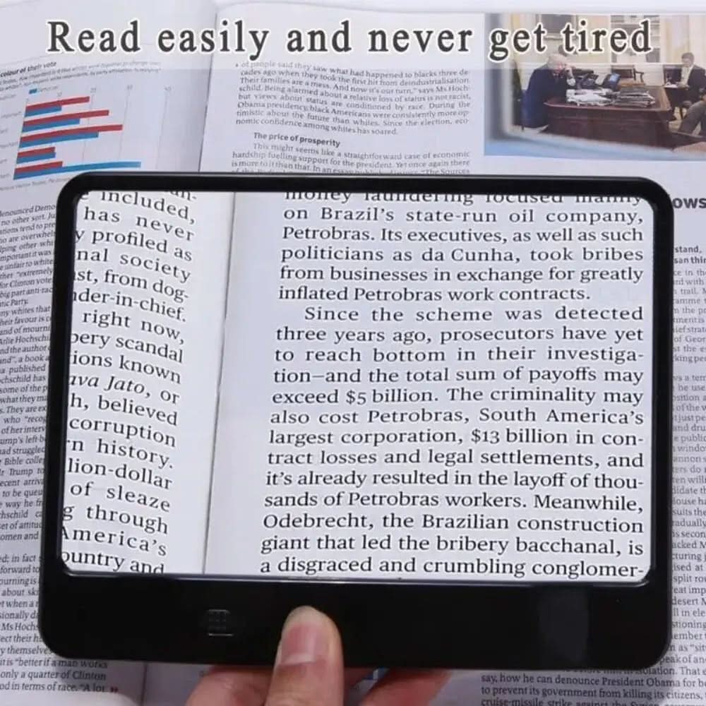 3x LED Lighted Magnifying Glass | White & Black, 3.9 In Lens | Ergonomic Handle for Comfortable Reading & Crafting
