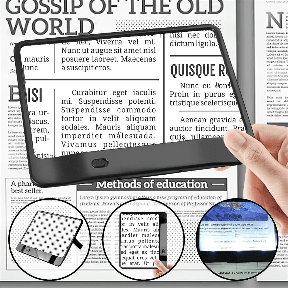 3x LED Lighted Magnifying Glass | White & Black, 3.9 In Lens | Ergonomic Handle for Comfortable Reading & Crafting
