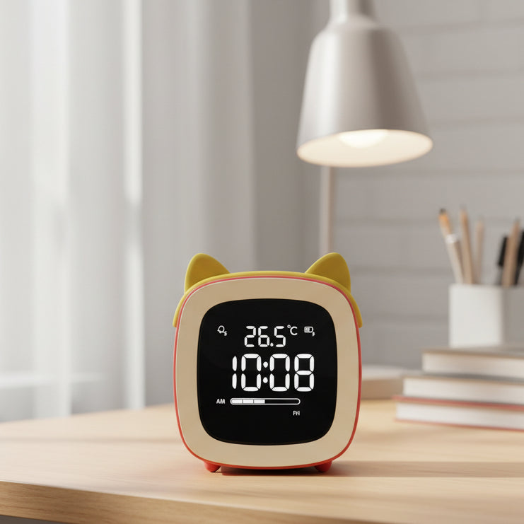 Bunny Light LED - Children's Alarm Clock and Gentle Night Light - Orange Cat Ear