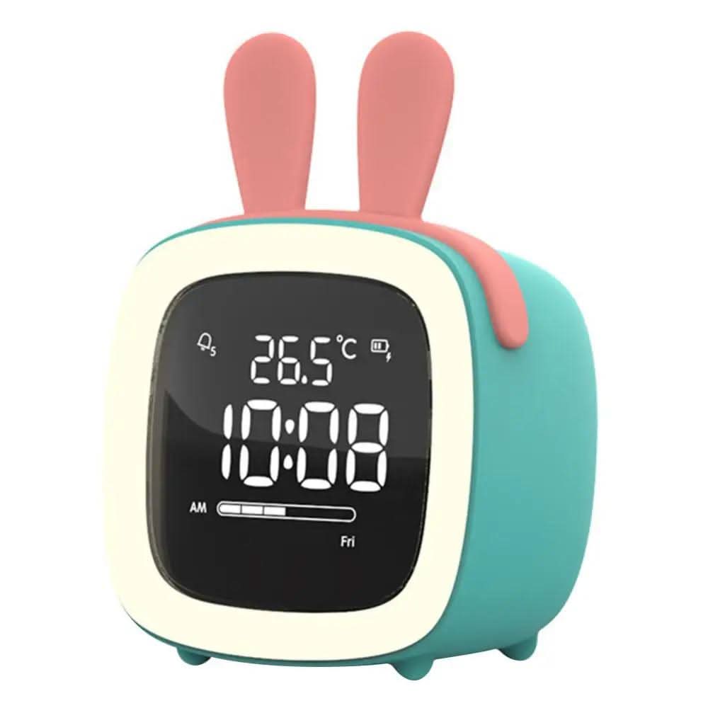 Bunny Light LED - Children's Alarm Clock and Gentle Night Light - Blue Bunny Ear
