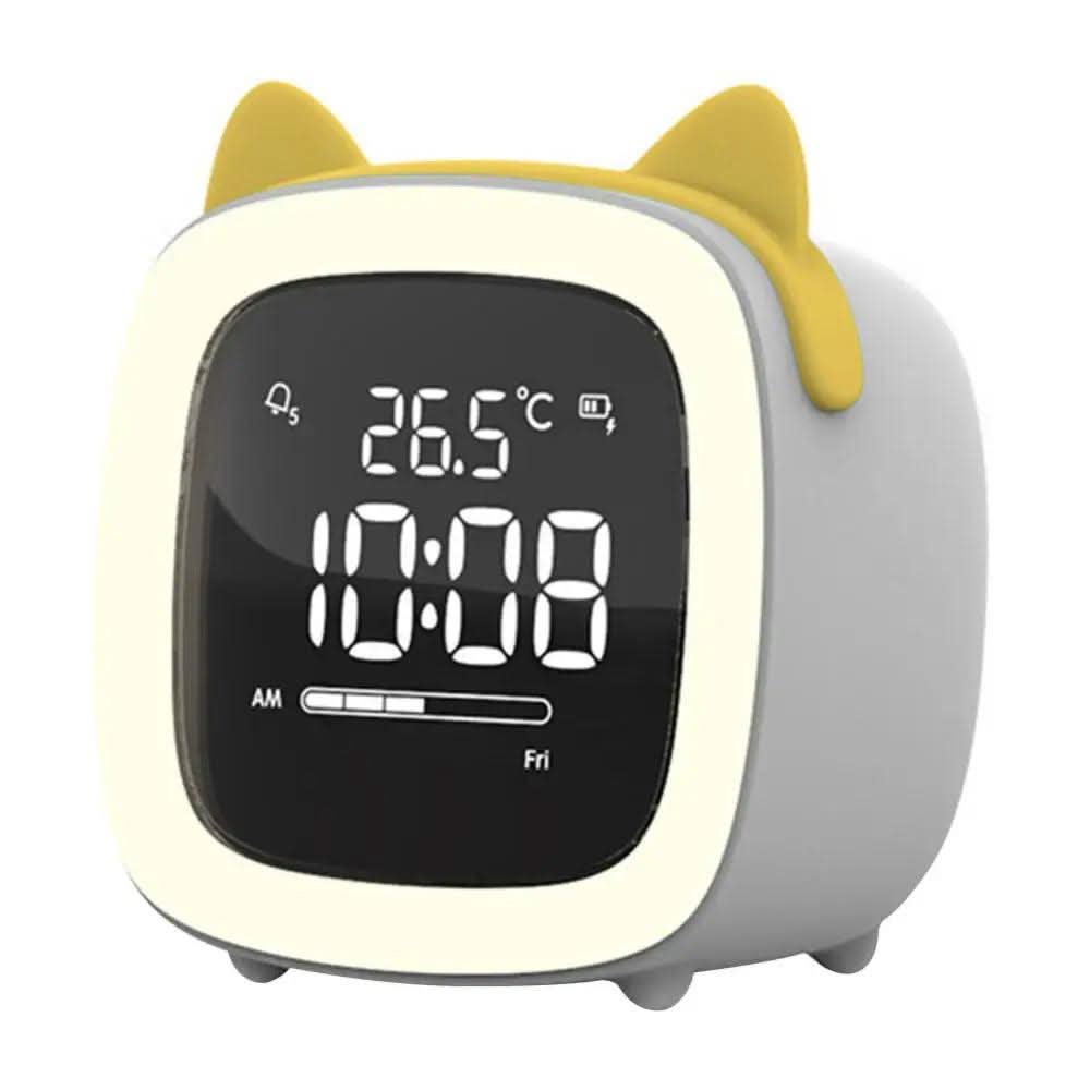 Bunny Light LED - Children's Alarm Clock and Gentle Night Light - Gray Cat Ear