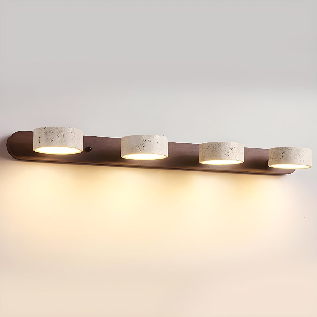 AVERRA - LED wall light made of travertine for architectural luxury - Walnut Color