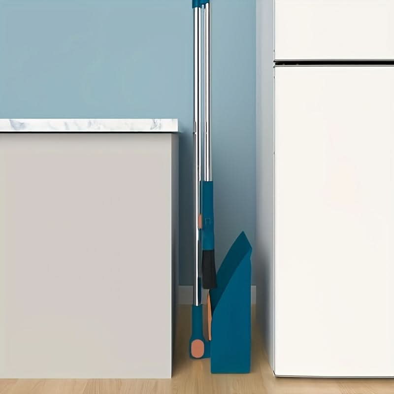 Rotatable Broom and Dustpan Cleaning Set | Built-In Comb Teeth, Long Handle | Corner-Reaching Cleaning for Hard Floors