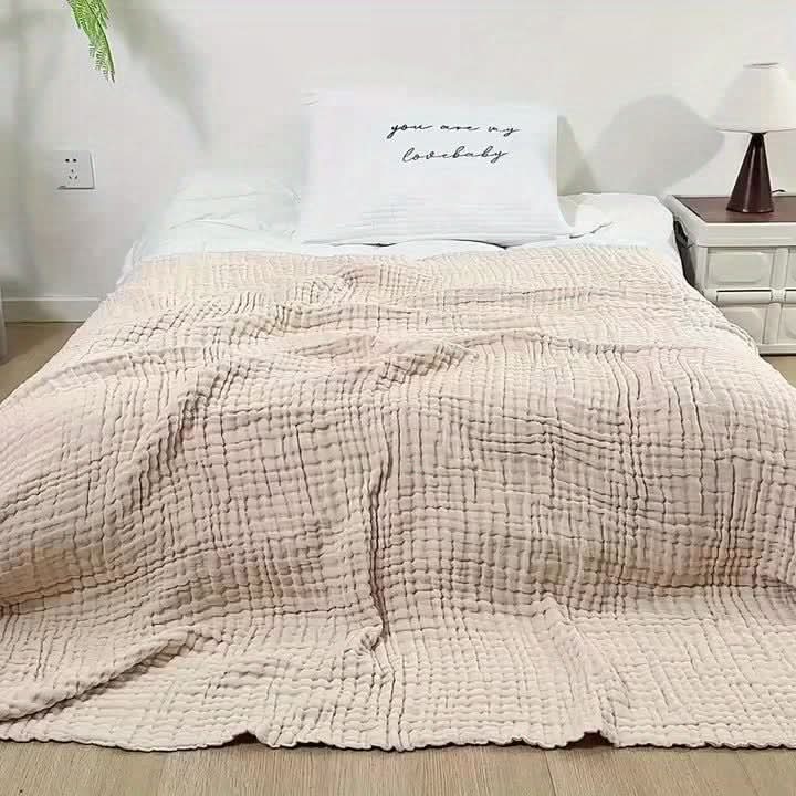 6-Layer Cotton Gauze Blanket 67 x 91 In | 5 Colors | Breathable All-Season Softness, Machine Washable for Bed & Sofa