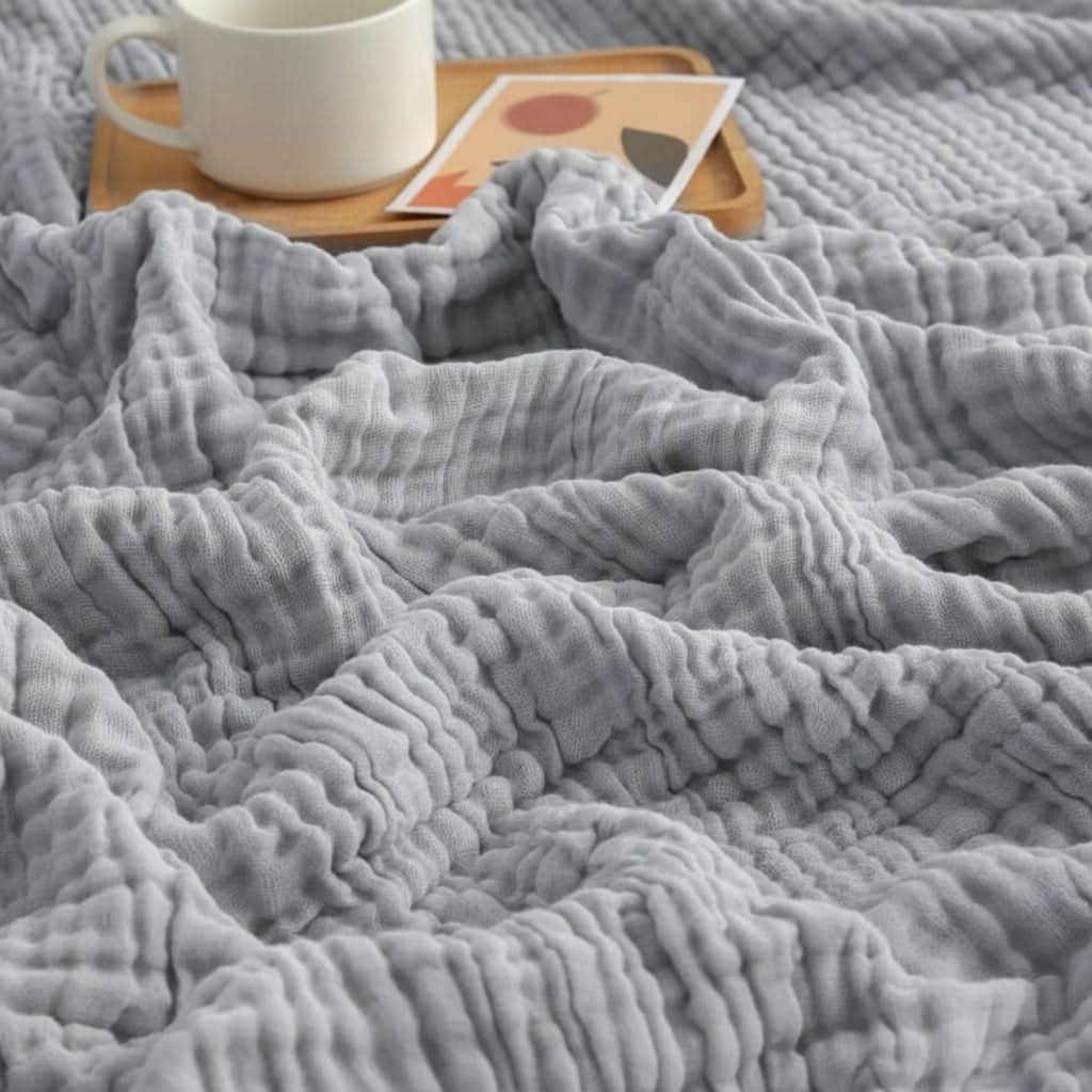 4-Layer Cotton Gauze Blanket | 6 Colors, 66.9-78.7 In Sizes | Ultra-Soft Breathable Throw for Bed, Sofa & Travel