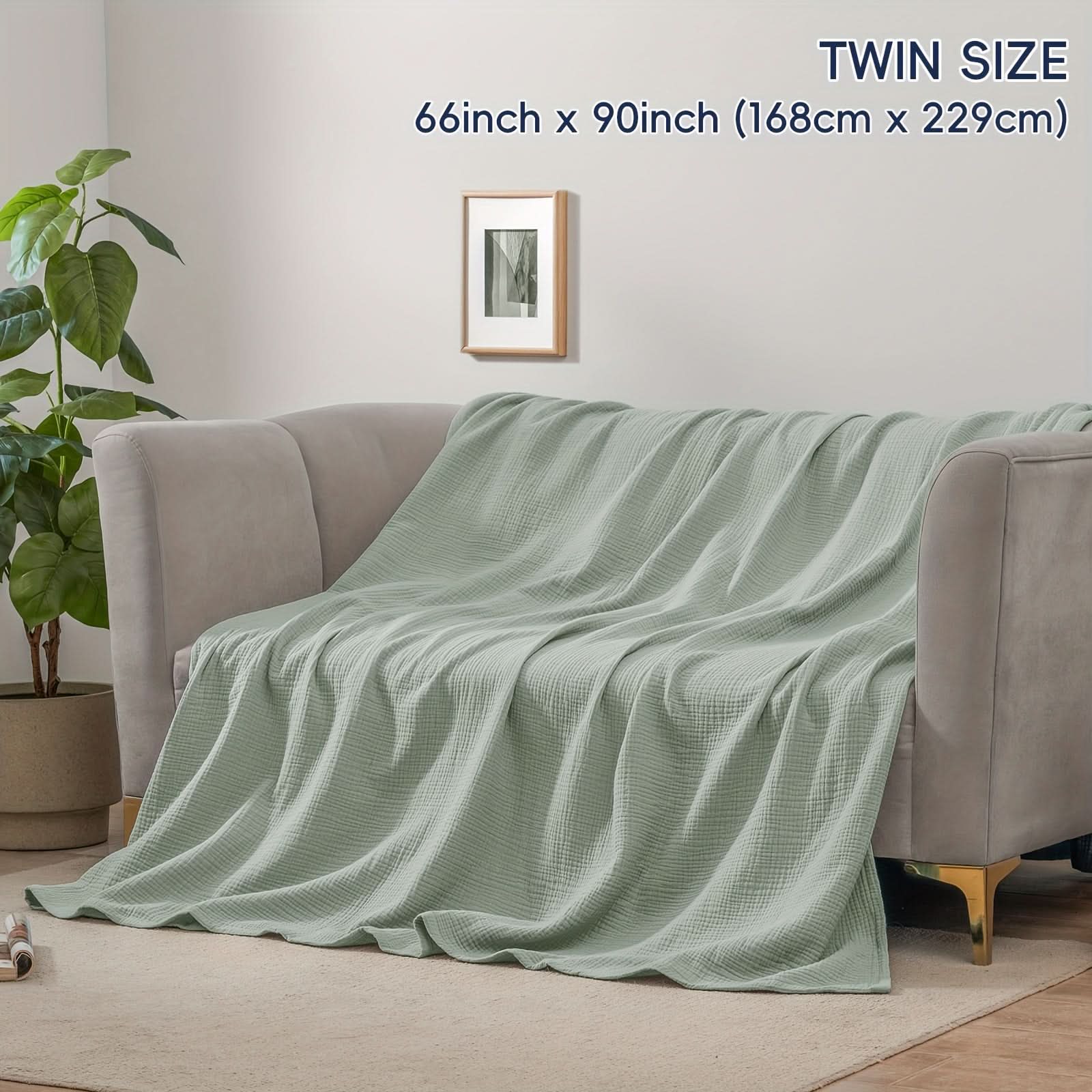4-Layer Cotton Gauze Blanket | 6 Colors, 66.9-78.7 In Sizes | Ultra-Soft Breathable Throw for Bed, Sofa & Travel