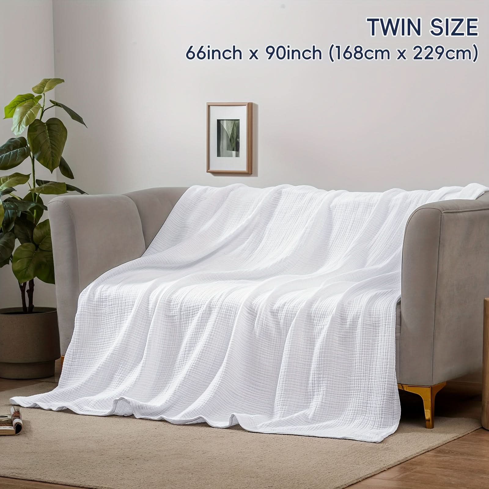 4-Layer Cotton Gauze Blanket | 6 Colors, 66.9-78.7 In Sizes | Ultra-Soft Breathable Throw for Bed, Sofa & Travel
