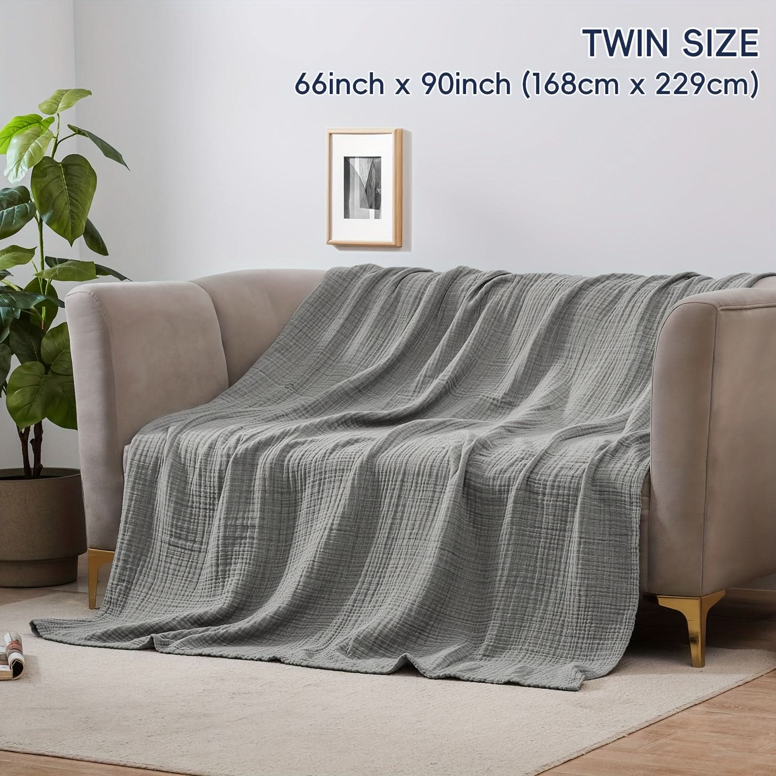 4-Layer Cotton Gauze Blanket | 6 Colors, 66.9-78.7 In Sizes | Ultra-Soft Breathable Throw for Bed, Sofa & Travel