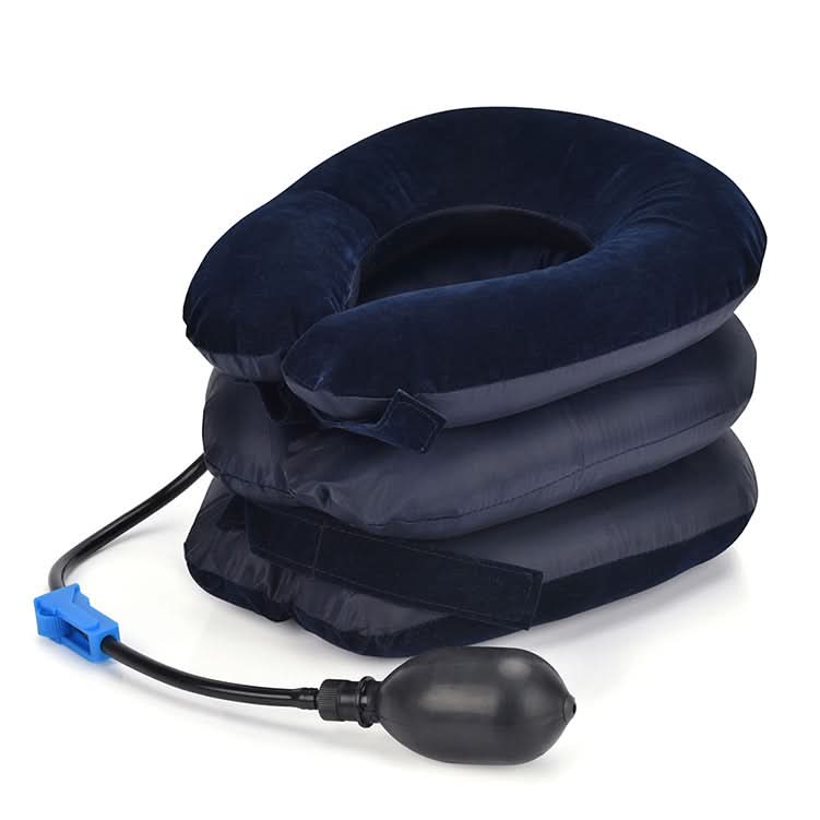 Inflatable Cervical Neck Stretcher Adjustable Traction | Blue & Coffee | Portable Pain Relief for Home, Office & Travel