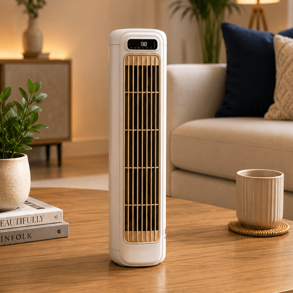 Wireless Compact Desktop Fan with Rotating Airflow | Cordless Design | Personal Cooling for Desk or Nightstand