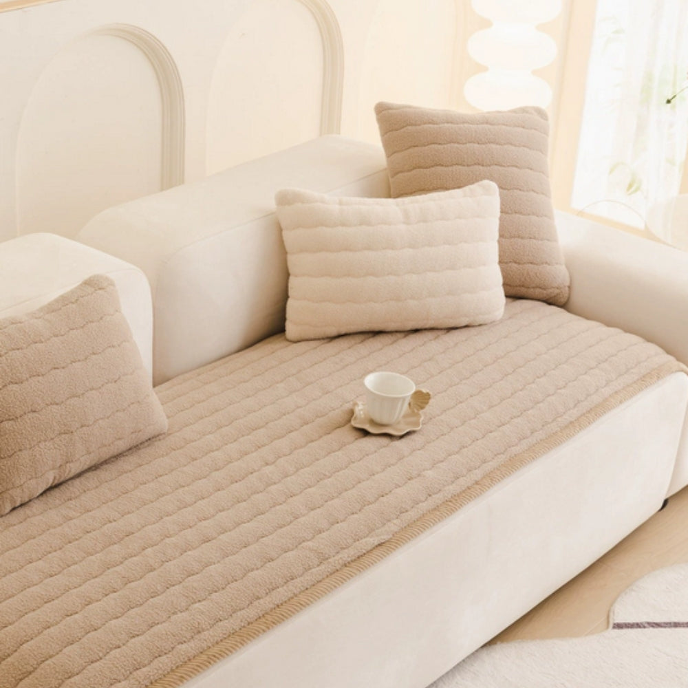 Plush Sofa Cover Thick Soft Slipcover