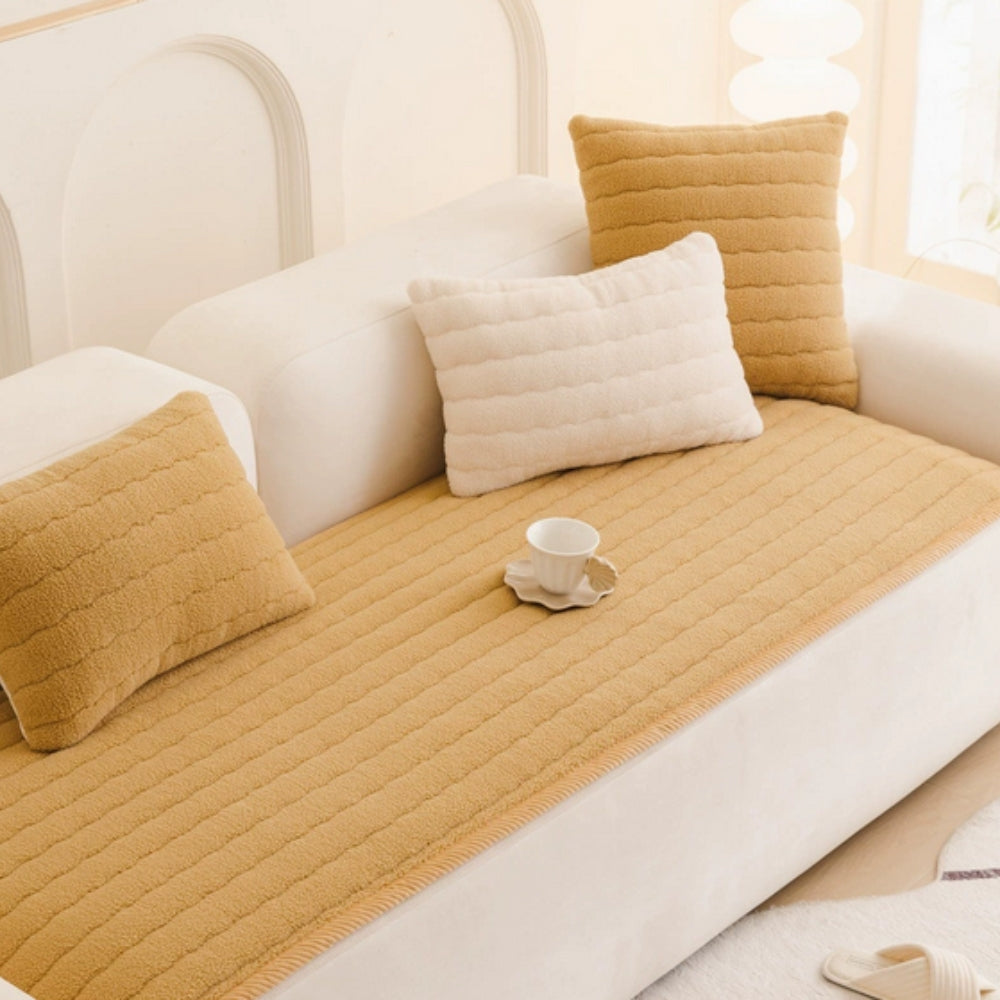 Plush Sofa Cover Thick Soft Slipcover