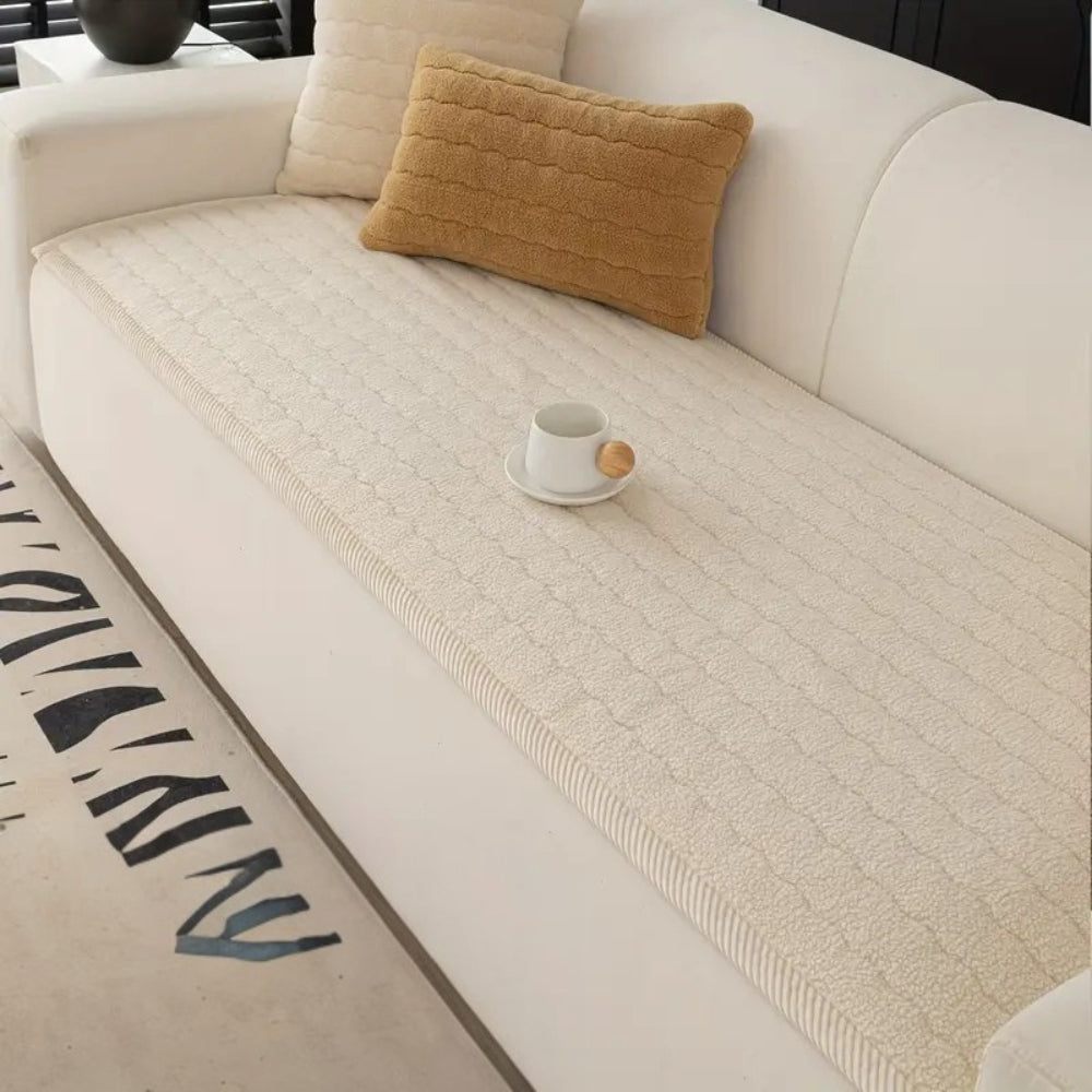 Plush Sofa Cover Thick Soft Slipcover