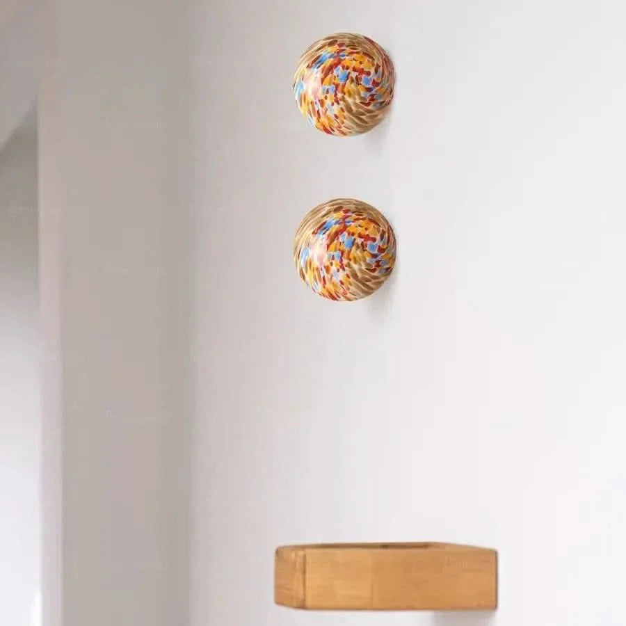 Colorful Glass Ball Wall Light 4.7 or 5.9 In | Bauhaus-Style Sconce | Ambient Glow for Bedrooms, Hallways & Balconies