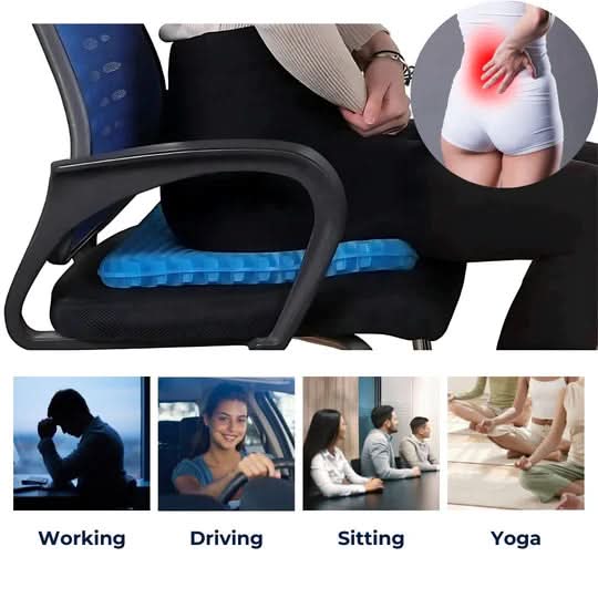 Orthopedic Memory Foam Gel Seat Cushion 17.7x15.7 In | Cooling Non-Slip Base | Tailbone & Lumbar Support up to 331 Lbs