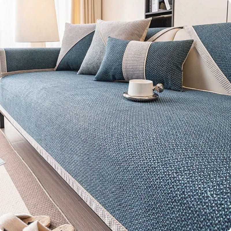 Breathable Cotton-Linen Sofa Cover 28x59 to 43x95 In | 7 Colors, 13 Sizes | Non-Slip Quilted Furniture Protector
