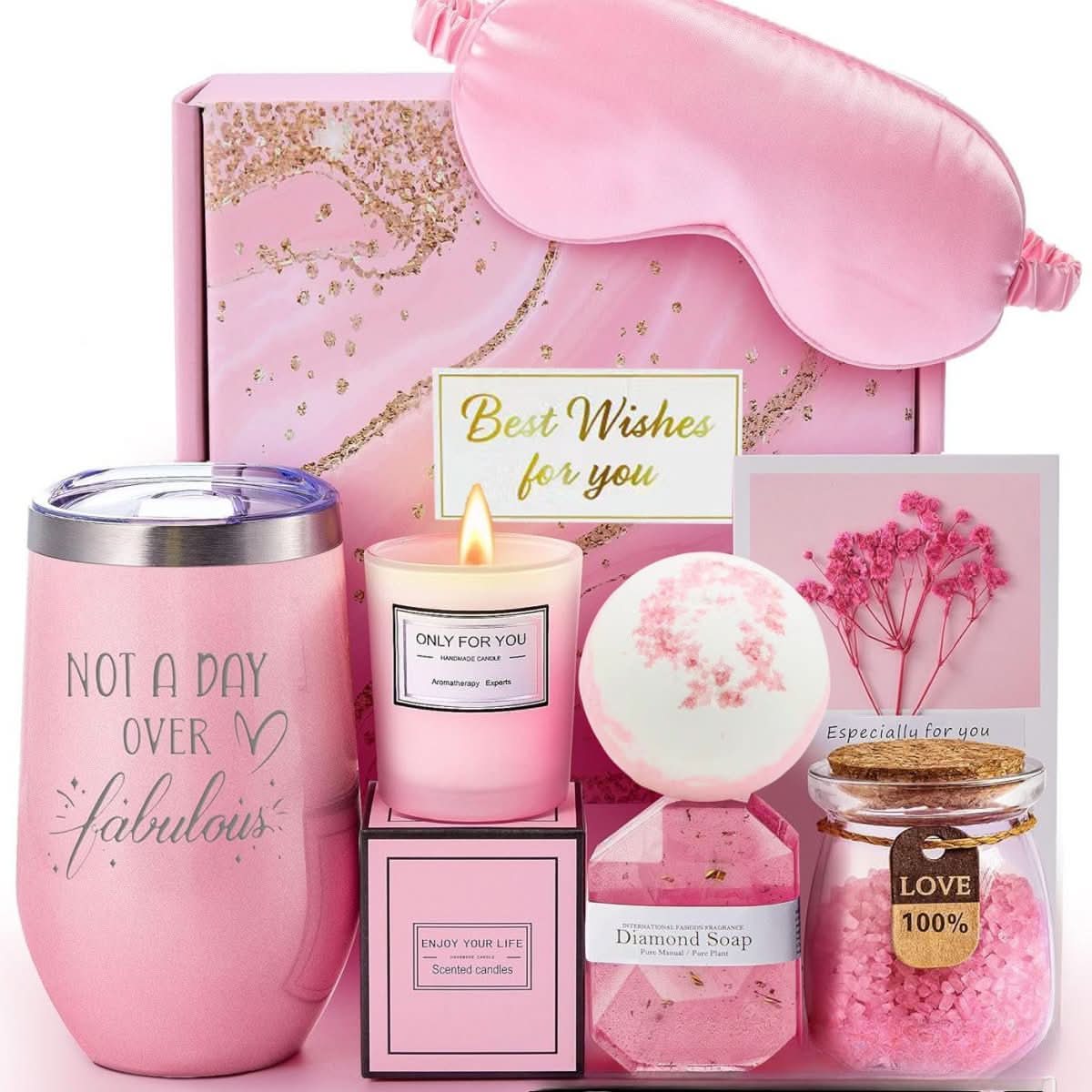 Luxury Spa Gift Basket | Pink or Purple | Aromatherapy & Bath Care Set for Birthdays, Holidays & Self-Care Gifting