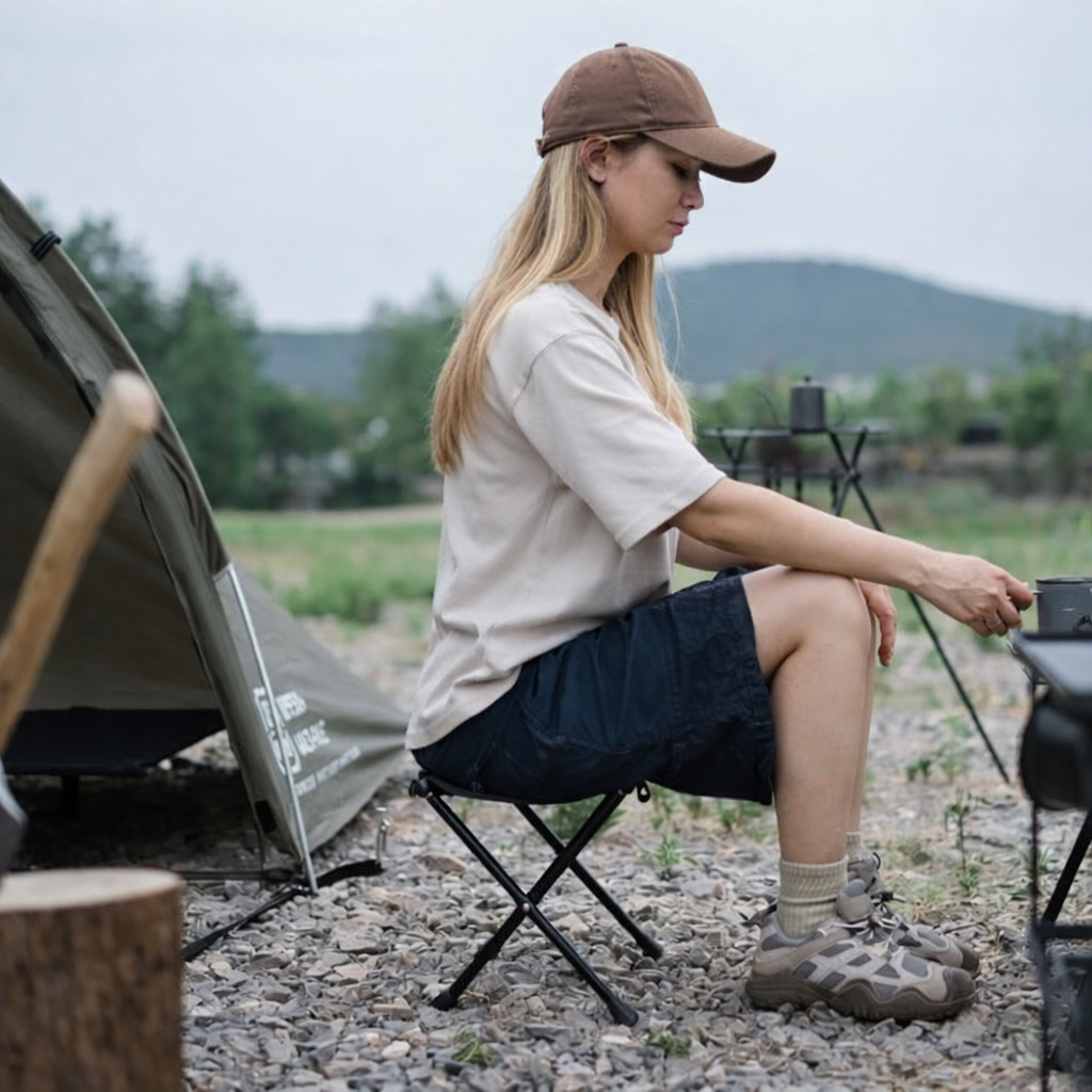 Ultra-Light Folding Camping Stool | Aluminum Alloy Frame, Holds up to 220 lbs | Portable Seat in 3 Color Options