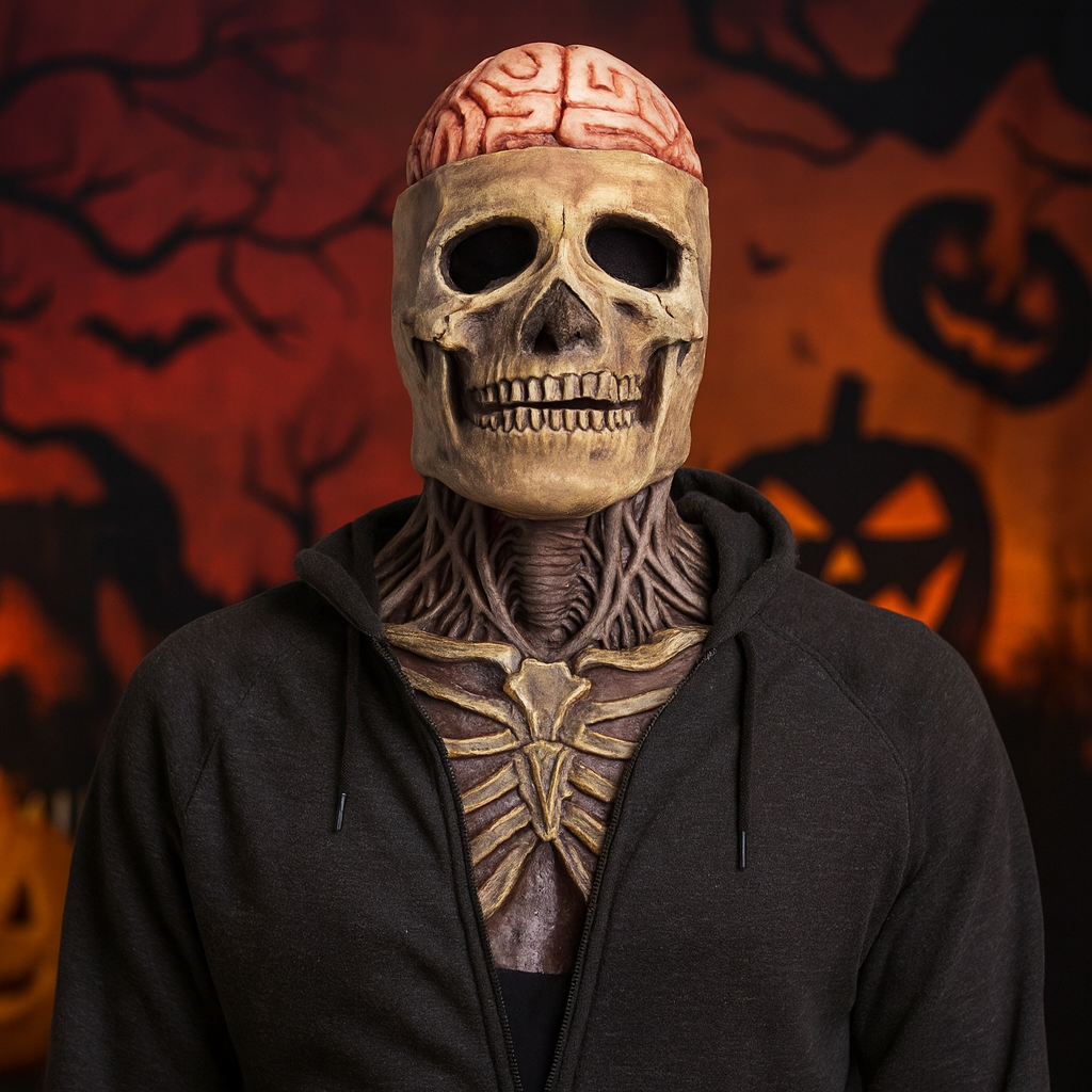 Realistic skeleton skull mask with moving jaw for Halloween