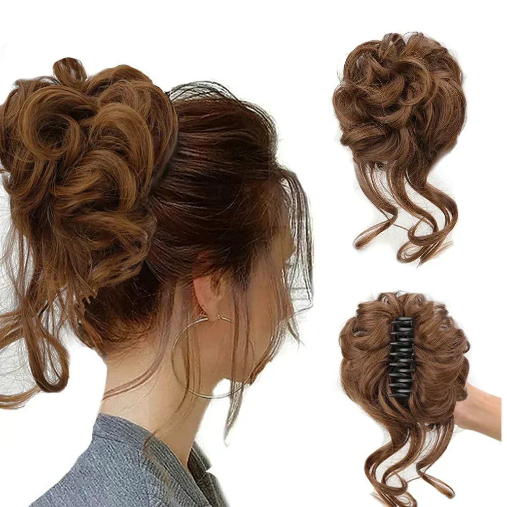 Curly Bun Maker Hair Clip for Instant Updos | Synthetic Hairpiece with Snap Fastening | Fifteen Shades