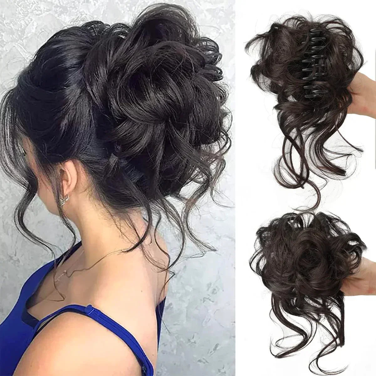 Curly Bun Maker Hair Clip for Instant Updos | Synthetic Hairpiece with Snap Fastening | Fifteen Shades