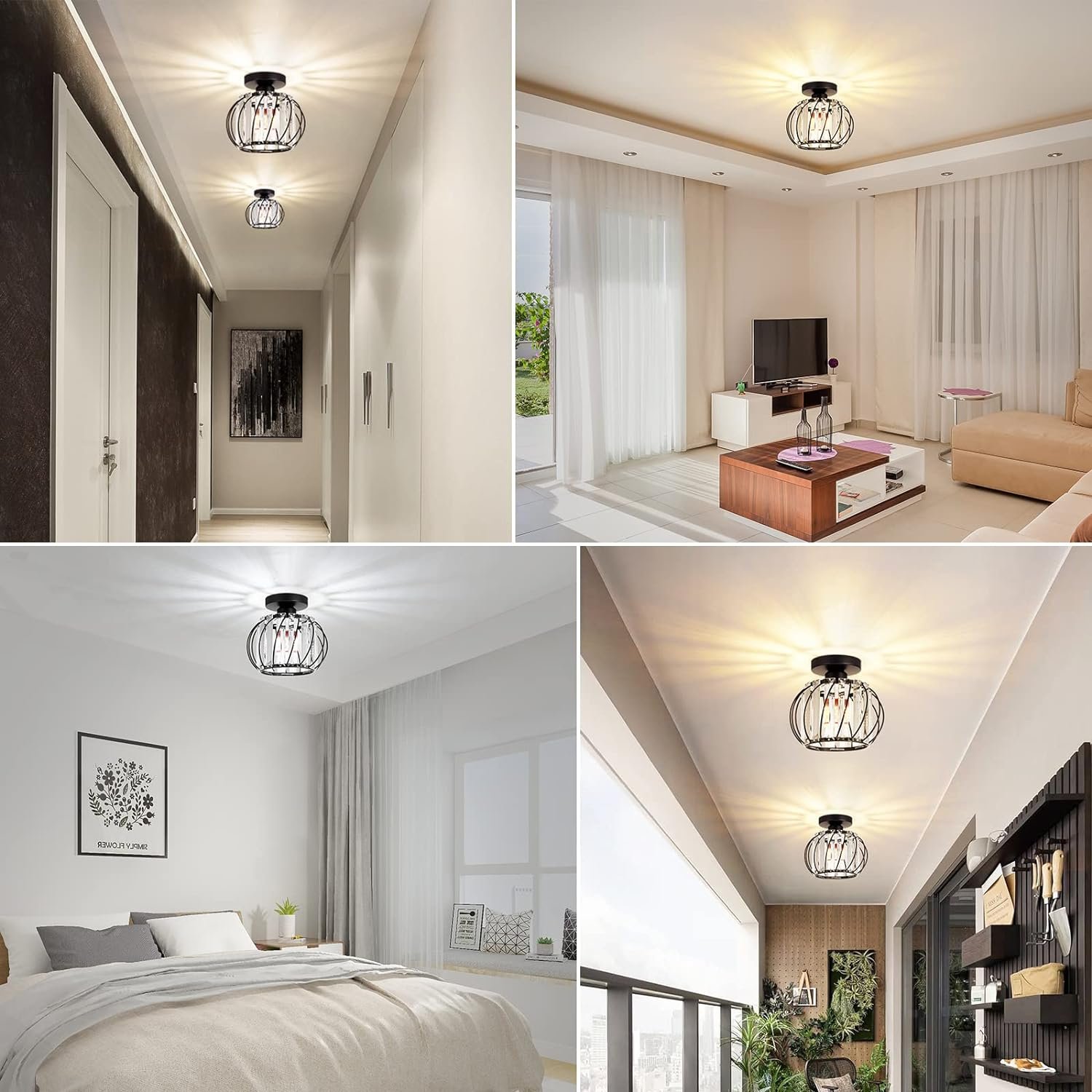 Nordic Glass Ceiling Light | Available in Black, Gold, or Silver | Minimal Design for Hallways and Living Spaces