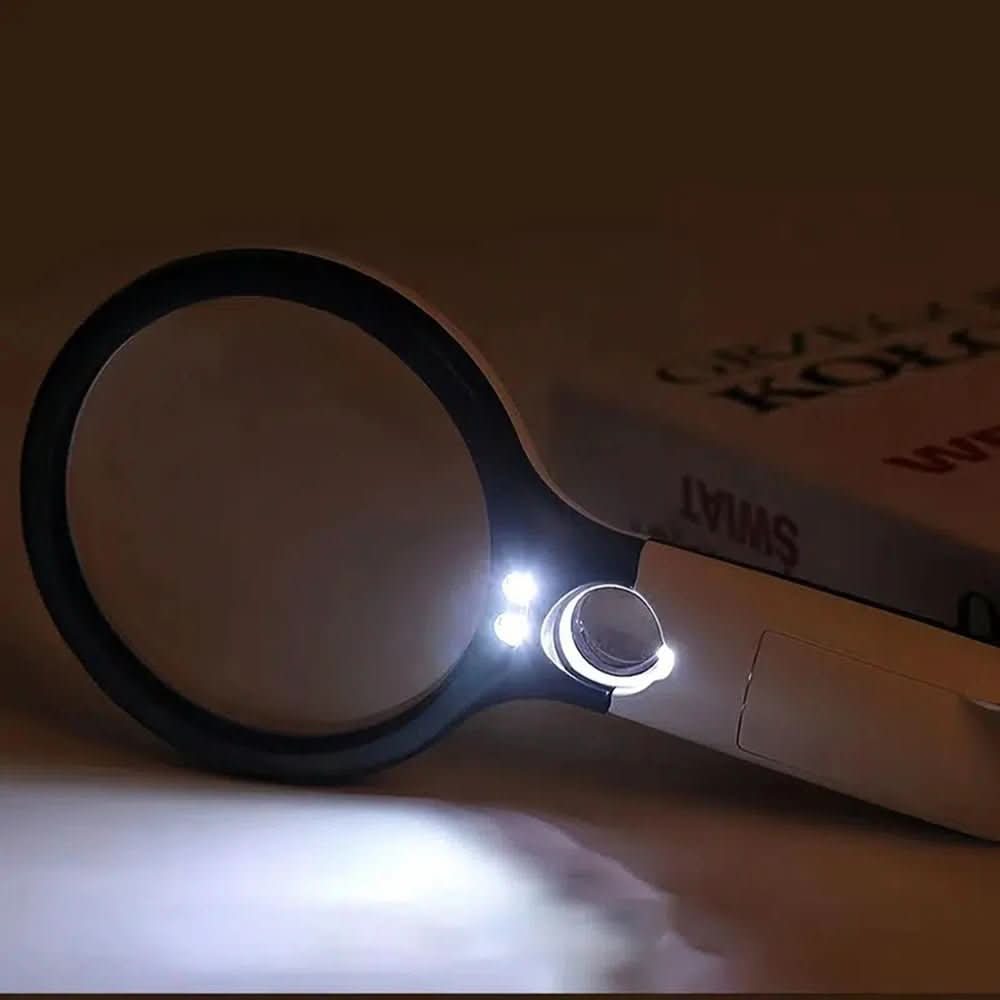 45x Handheld Magnifying Glass | Dual Lens with 3 LED Lights | Precision Inspection for Reading, Crafts and Jewelry