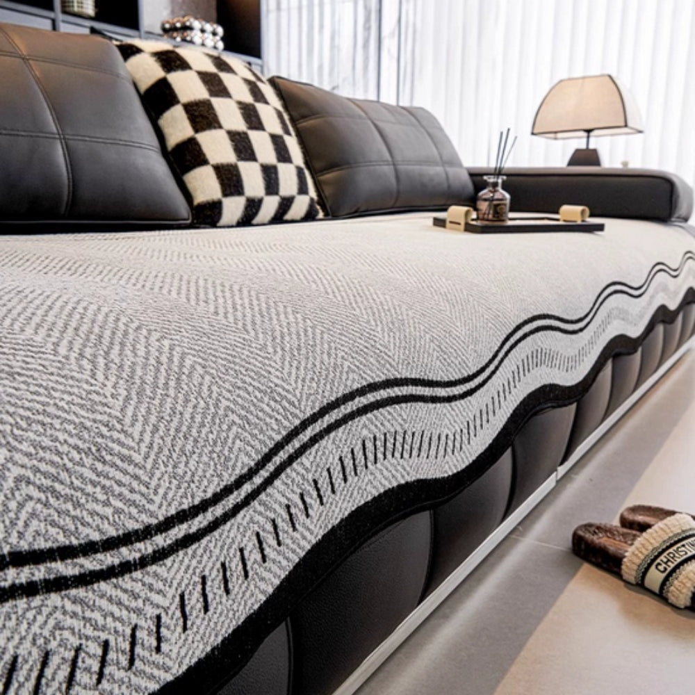 Wave Pattern Sofa Cover Anti Slip Slipcover