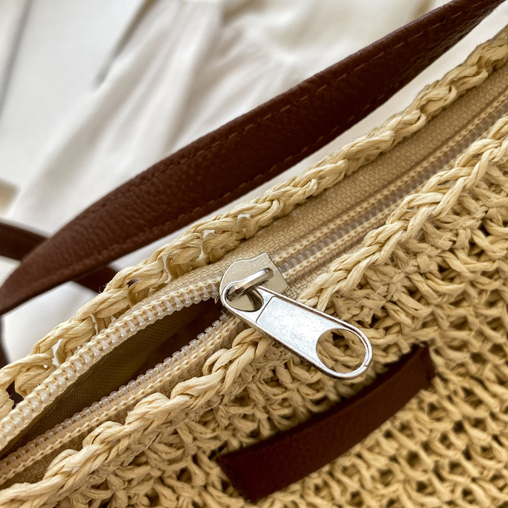 Handmade Woven Crossbody Bag in a Bohemian Style | Adjustable Strap | Khaki or Beige Shoulder Purse