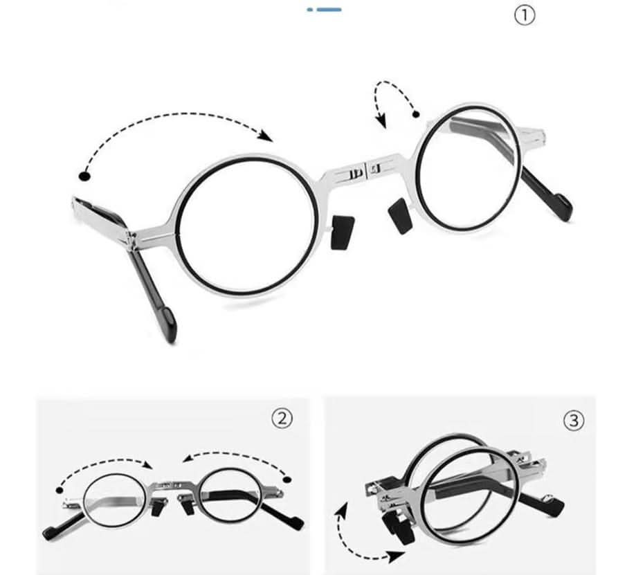 Foldable Reading Glasses with Case | Round or Square, +1 to +4 Strength | Lightweight Optional Blue Light Filter