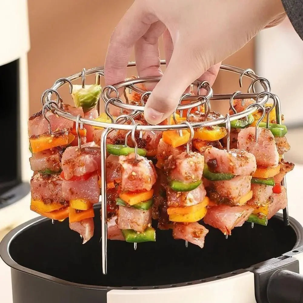 AIRSKEWER – Stainless Steel Grill for Air Fryer with Skewer Holder