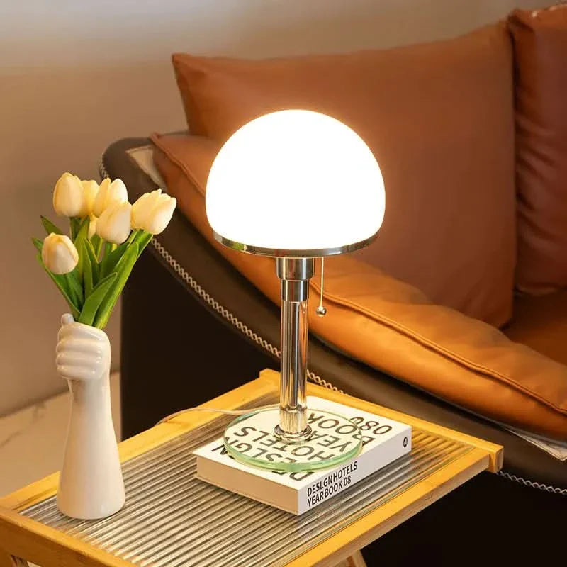 Bauhaus Antique Glass Table Lamp 13.8 x 13.8 x 9.1 In | 3.6 Lbs | Elegant Ambient Lighting for Living Room & Office