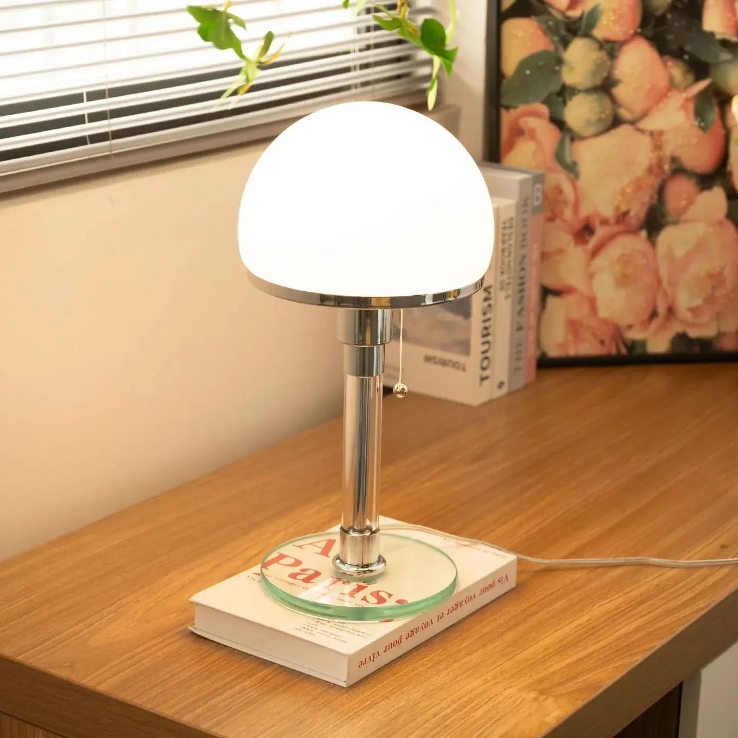 Bauhaus Antique Glass Table Lamp 13.8 x 13.8 x 9.1 In | 3.6 Lbs | Elegant Ambient Lighting for Living Room & Office