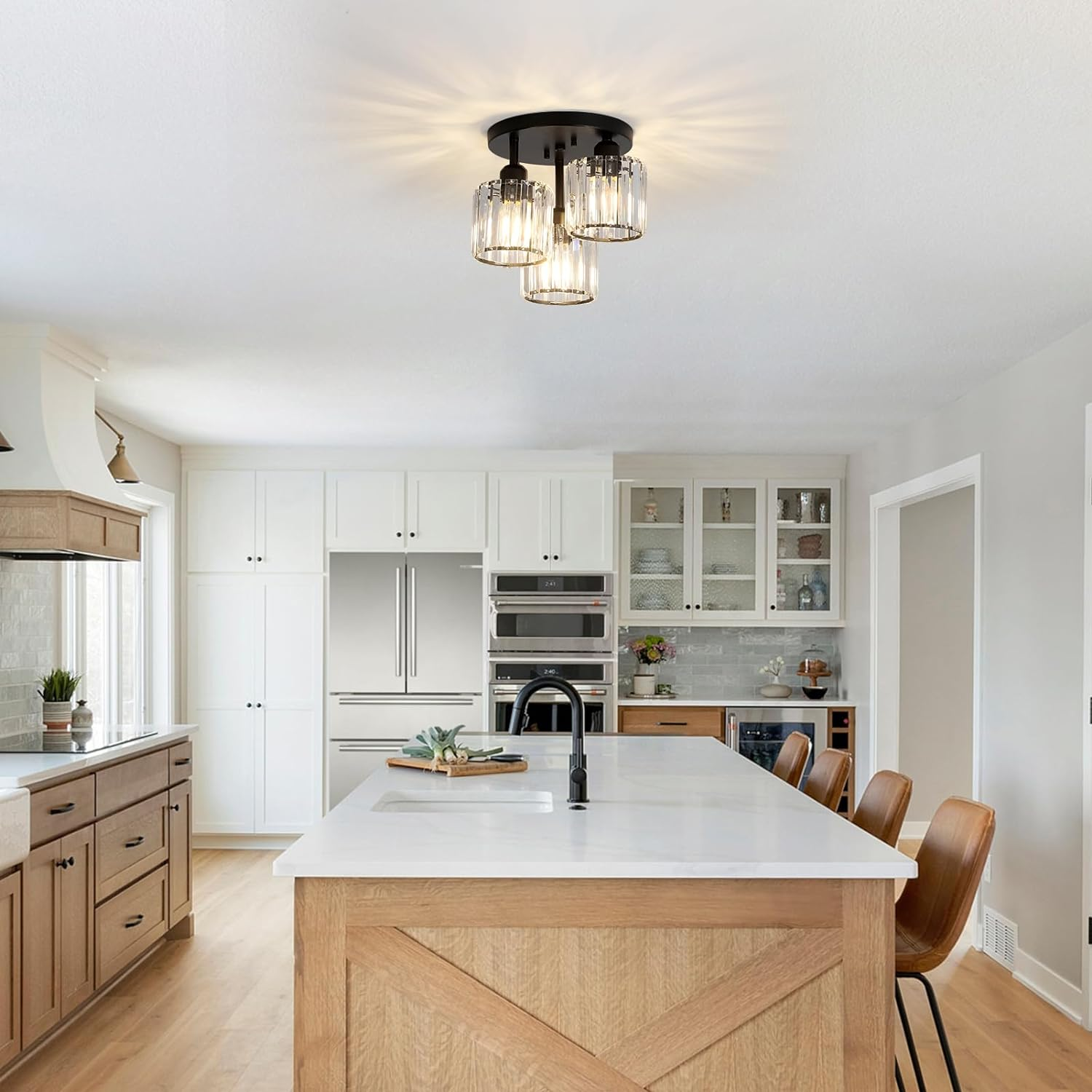 Crystal Ceiling Light Semi Flush Mount