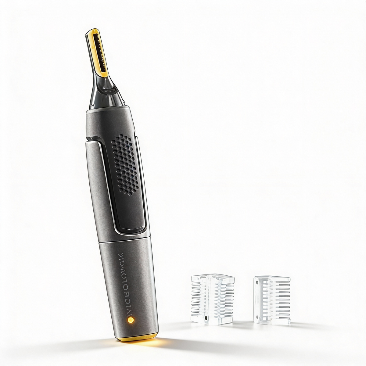 Nasal Hair Trimmer with LED Light and Two Comb Attachments | Titanium Finished Steel Blades | Shapes Brows and Sideburns