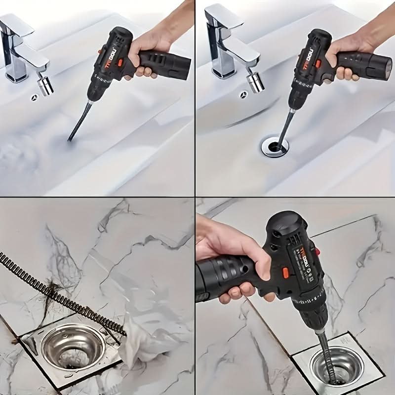 Electric Drain Snake with 59-Inch Steel Cable | Ergonomic Non-Slip Grip | Fast Clog Removal for Sinks, Tubs & Showers